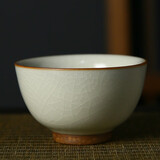 仟源汇（Qianyuanhui）米黄汝窑功夫茶具茶杯子主人杯单杯女开片品茗杯单个汝瓷茶碗陶瓷 米黄汝窑方圆杯-主人杯