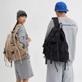 VAOPER明星同款双肩包学生背包休闲运动书包欧美潮牌电脑包大容量旅游包 黑色大号