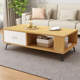 雅美乐茶几客厅现代简约 小户型家用双层带抽屉加厚实木芯茶几桌子