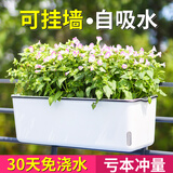 朵咔园艺阳台种菜盆种菜专用悬挂长方形塑料花盆自吸水懒人花盆新款壁挂式 A207款懒人盆1个+15升营养土