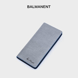 巴玛特 BalManent男士钱包男长款牛皮钱夹时尚皮夹送礼 Q0110A 灰白色 长款