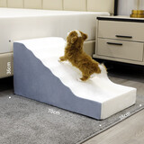 逸康 狗楼梯宠物爬梯台阶上床上沙发 宠物玩具猫犬训练楼梯宠物狗狗海绵台阶小型犬上床爬床梯子床边小狗猫 蓝色斜坡波浪爬梯【36cm高】（压缩发货） 如图