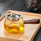 美斯尼 玻璃公道杯加茶漏一体式组合 加厚玻璃分茶器茶滤网功夫茶具配件 侧把公道杯 380ml