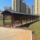 户外防腐木菠萝格文化长廊凉亭户外庭院葡萄架树脂瓦廊架仿古走廊 树脂瓦长廊咨询客服