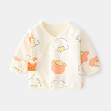 琼帕婴儿衣服新生半背内衣服无骨纯棉春秋款魔术贴睡衣满月服宝宝上衣 米色(橙冠猫造型半背) 52 cm
