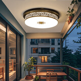 阿丽玛新中式吸顶灯大门阳光房玻璃门口走廊入户户外阳台灯感应室外别墅 6117三色光72瓦45厘米