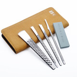 天艺牌扬州三把刀技师版专业修脚刀锁纹锋钢修脚工具甲沟去死皮老茧 锁纹4件套+刀包油石