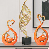 格熙伦欧式摆件地台轻奢电视柜高档酒柜装饰品陶瓷客厅90后现代简约陶瓷人物家居工艺品网红女装直播间道具 橙爱心鹿+转运小号.