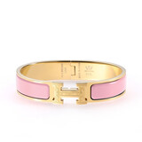 VTV V.V.BROWN品牌专柜款金手镯女珐琅手环送女朋友生日周年结婚轻奢高级感百搭 粉红色珐琅金扣