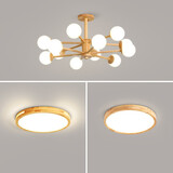 思喆客厅灯具套餐卧室灯餐厅吊灯创意魔豆分子灯日式原木设计师房间灯 全屋搭配-两室一厅2-三色调光