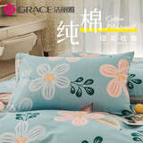 洁丽雅（Grace）枕套A类100%全棉 3A抗菌面料 吸汗枕头套 花语 一对装 48*74cm