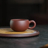 陶曦紫砂杯 小杯品茗杯手工制作小口茶杯主人杯紫砂功夫喝茶杯小杯子个人杯带把家用套装 大圆口带把款