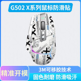 黑皇 鼠标防滑贴 G502X PLUS 无线专用按键侧边保护吸汗贴 吃鸡英雄联盟pubg 有线鼠标类蜥蜴皮贴纸 印花集白色全套(防滑贴+背贴)