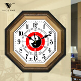 VICSTAR威时达八卦钟中式客厅家居办公店铺招财进宝太极时钟 1809胡桃木色(直径38厘米）
