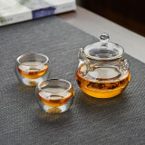 美斯尼 茶壶玻璃泡茶壶 一壶二杯茶壶套装加厚耐热玻璃泡茶器功夫茶壶 1壶+2杯