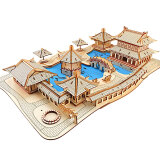 玩控 3d木质拼插立体拼图中国传统古代建筑拼装房子木制模型手工diy 苏州园林
