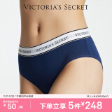 维多利亚的秘密（Victoria's Secret） 维密 棉质舒适内裤logo腰带低腰包臀女士三角裤简约纯色 1条 98L4海军蓝-6819 S