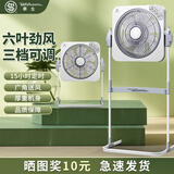 华生升降空气循环扇家用落地扇台式静音鸿运扇遥控宿舍转页风电扇 12寸白灰色 遥控款 15小时定时