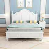 卓禧 床实木床卧室双人婚床1.5米木床欧式单人床 床 床垫 床头柜*2(180*200cm)