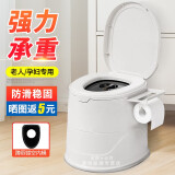 固立特移动马桶老年人坐便器孕妇尿桶简易移动便携式成人塑料卧室坐便椅 白色蹲厕用 【镂空双提手内桶】