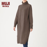 无印良品（MUJI）女式  天竺 高领连衣裙 女装长袖裙子冬季 W9AA875 深咖啡色 M-L （165/88A）