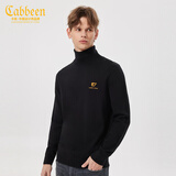 卡宾（CABBEEN）【字母刺绣】卡宾男装高领保暖毛衣2023冬新款简约通勤内搭羊毛衫 煤黑色01 XL 52/180