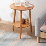 睿帆 边几茶几简约茶几桌小桌子客厅卧室实木茶几欧式多功能圆形茶几 【榉木】原木色大号