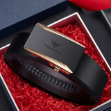 WILLIAMPOLO 英皇保罗男士皮带纯牛皮情人节腰带时尚青年裤带百搭商务 金色扣