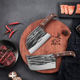 张小泉 菜刀中式家用切菜刀古法锻打圆头切片刀厨师刀厨房刀具剁砍骨刀 圆头切片+斩骨组合