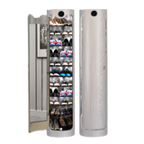 FULINWANJIA 福临万家 智能360度旋转鞋柜 杀菌消毒除臭圆柱形门口收纳大容量 白色木纹 【智能消毒杀菌】11层169cm高+镜