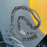 芯奢免费刻字项链男潮叠带双层卫衣链吊坠配饰学生潮流嘻哈饰品礼物