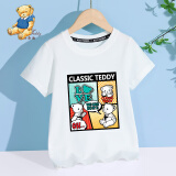 Classic Teddy精典泰迪儿童短袖T恤童装女童上衣男童夏装宝宝衣服1 漫画小熊织标短袖白色 120