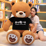 璇卉熊毛绒玩具泰迪熊公仔布娃娃玩偶抱抱熊大号睡觉抱枕送女友情人节礼 穿衣款开心每一天 1.4米【加玫瑰花】