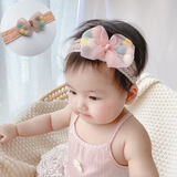 菱梦 韩版婴儿发带 海绵球蝴蝶结头饰 宝宝头带 周岁生日写真拍摄发饰