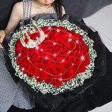 艾斯维娜鲜花速递满天星玫瑰花束送女友生日礼物全国同城配送 99朵红玫瑰花束