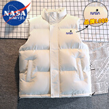 NASA MARVEL棉马甲秋冬季男棉衣无袖加厚保暖半袖上衣立领情侣款 米白色 3XL