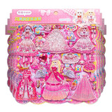 艾福儿儿童大号闪亮亮3D立体双层泡泡贴蕾丝公主娃娃换装贴纸书贴画 精美双层换装公主贴纸-粉色