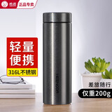 希诺（heenoor）保温杯十大品牌男316不锈钢轻量便携水杯车载高档商务办公茶杯 银色- 360ml