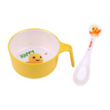 五和（WUHE）辅食碗儿童餐具宝宝吃饭碗卡通带手柄婴幼儿碗耐树脂食品级防烫 奶龙单柄碗400ML+勺子