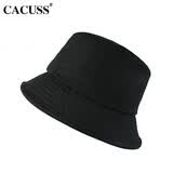 CACUSS渔夫帽男士四季遮阳防晒帽盆帽情侣户外遮脸防紫外线百搭帽子黑色