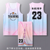 战一鸣篮球服套装男定制比赛队服大学生班服运动训练服渐变背心美式球衣 yw-2730粉色 XL 建议165-170cm