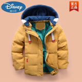 迪士尼（Disney）儿童羽绒服男童中长款冬装外套加厚8男孩6-14岁中大童工装白鸭绒 活力黄 150cm