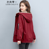 衣典零一（LEDIALYI）加绒加厚派克服棉服女2025秋冬季女装新款中年小个子棉衣棉袄外套 酒红色 M 【推荐95-120斤】
