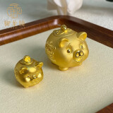 御龙镜小金猪存钱罐999 存金豆足金金猪黄金储钱罐 金豆豆罐子超可爱 【金豆子2g】+玻璃瓶