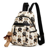 小熊依恋双肩包布艺学生书包短途旅行背包大容量隔层轻便女背包圣诞礼物