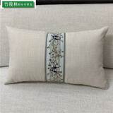 依芝响新中式风亚麻靠垫纯色沙发靠背护腰靠枕红木家俱抱枕套长方形腰枕 米白 40*60枕套+芯