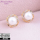 宝曼丹 BORMENDAM珍珠耳钉女时尚气质高级感轻奢小众简约小巧银针耳饰耳环女士礼物 金色耳钉款