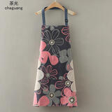 茶光（CHAGUANG）纯棉帆布透气防水女时尚围裙厨房家用做饭小清新围腰上班工作服