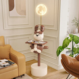 初见卡通狗落地摆件大型客厅电视柜沙发旁边几家居装饰品落地灯置物架 快乐小狗边几灯摆件-巧克力棕