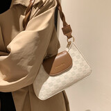 慕昂 质感洋气小包包女2025新款潮流单肩腋下包简约百搭ins斜挎小方包 白配卡其